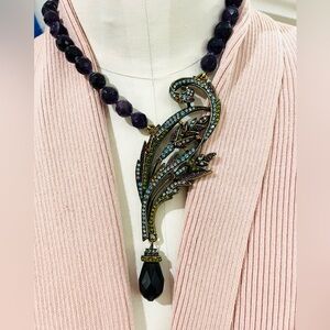 Vintage Heidi Daus Wildflower Swarovski Crystals necklace, purple faceted beads